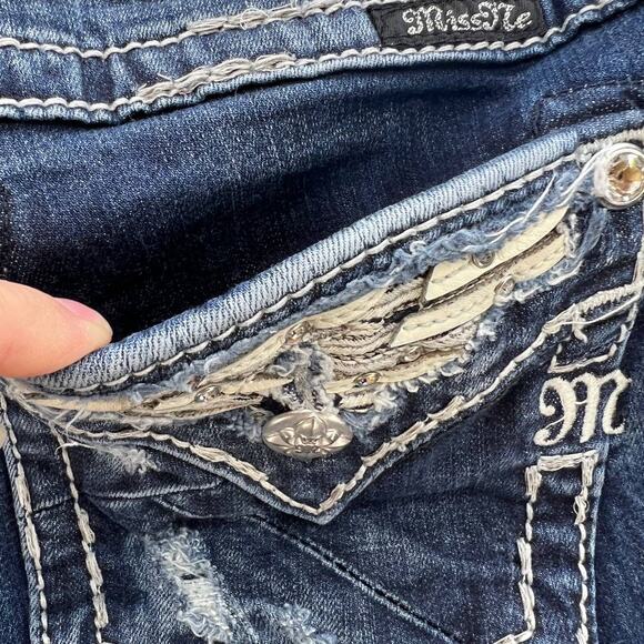 Miss Me Women's Skinny Jeans Size 26 (2) Angel Wings Biker Moto Bling School - Picture 2 of 15